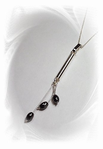 Artisian Handcrafted Sterling Silver Black Coral Pendant Necklace
