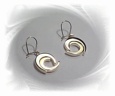 10 pairs of Sterling Silver Circle Drop Earrings With 14K Gold Accent, Wholesale