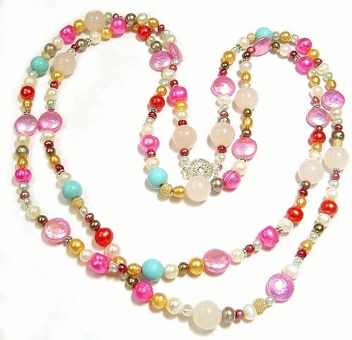 Artisian Handcrafted Designer Multi Color Freshwater Pearl Necklace