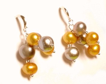 Artisian Handcrafted Designer Silver and Gold Freshwater Pearl Earrings