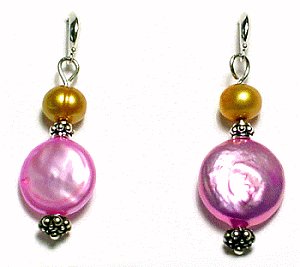 Artisian Handcrafted Designer Multi-Color Freshwater Pearl and Shell Earrings