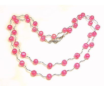 Artisian Handcrafted Designer Sterling Silver and Pink Freshwater Pearl Necklace