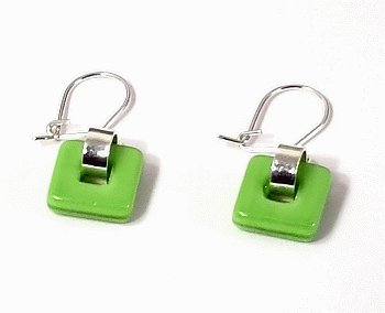 Artisian Handcrafted Designer Sterling Silver Green Dangle Earrings