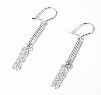 Artisian Handcrafted Designer Sterling Silver Chain Dangle Earrings
