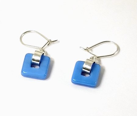 Artisian Handcrafted Designer Sterling Silver Blue Dangle Earrings