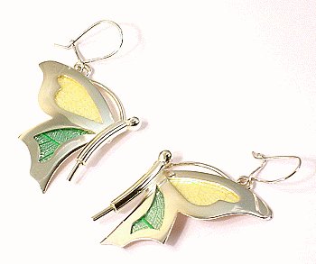 Artisian Handcrafted Designer Sterling Silver Butterfly Dangle Earrings