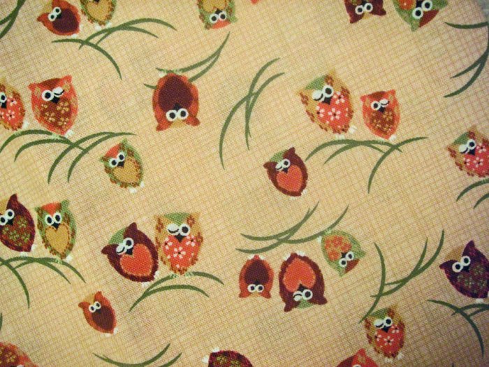Winking Owls on Brown - Fabric Fat Quarter