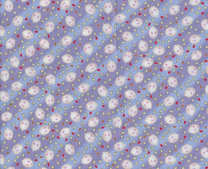 Cute Bunnies on Blue- Fabric Fat Quarter