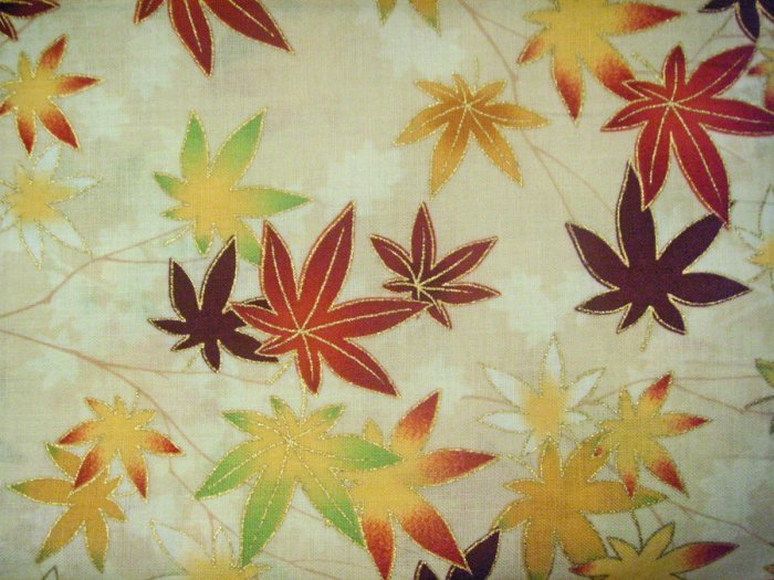 Beautiful Fall Leaves on Light Brown - Cotton Fabric Fat Quarter