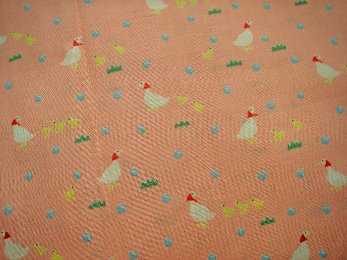 Adorable Mother Duck with little ducklings on Pink - Japanese Fabric Fat Quarter