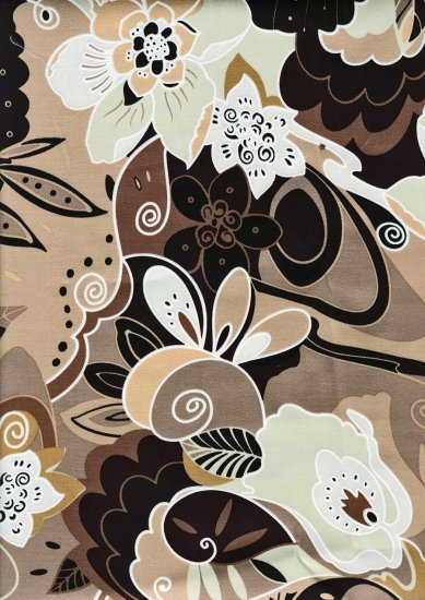 Retro Flowery Leaves - Cotton Lycra Fabric Fat Quarter