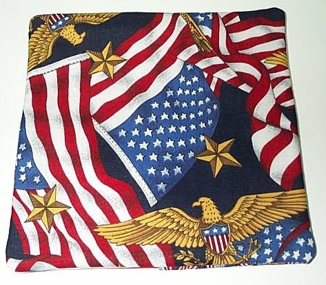 Red White Blue Patriotic Potholder with Decorative Back Handmade 601205--3