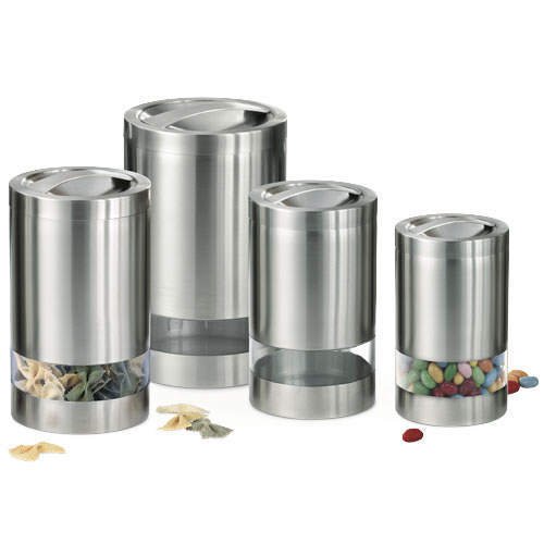 4 pc. Stainless Steel Window Canister Set