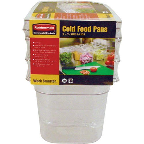 Rubbermaid 1/3 Size Cold Food Pans with Lids (3 pack)
