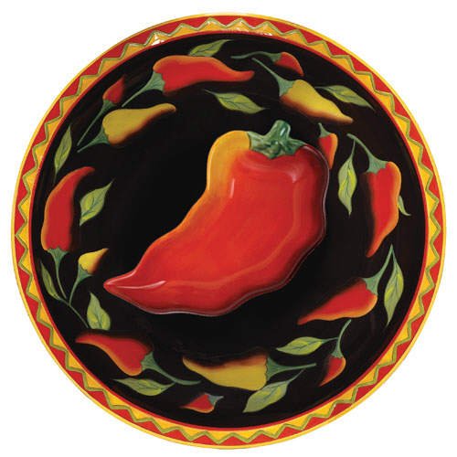 Clay Art Chili Chip and Dip Bowl Set (2 piece)