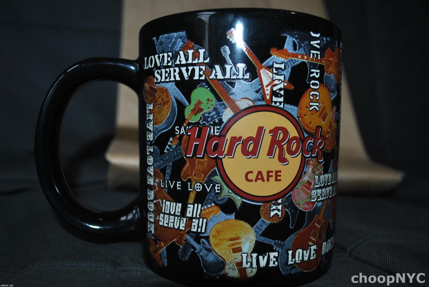 Hard Rock Cafe > Foxwoods All Over Guitars BIG Mug