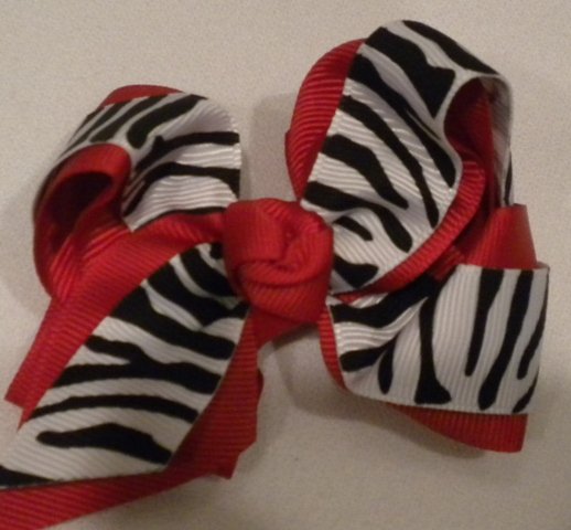 4 1/2" red and zebra bow