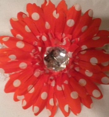 4" Red with White Polka Dots Daisy Hair Clip