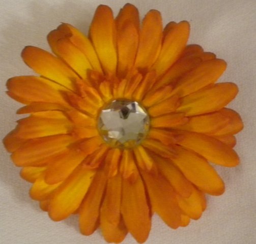 4" Orange Daisy Hair Clip