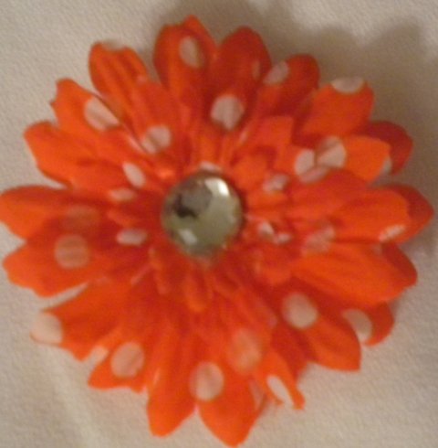 3" Red and White Polka Dot Daisy Hair Clip