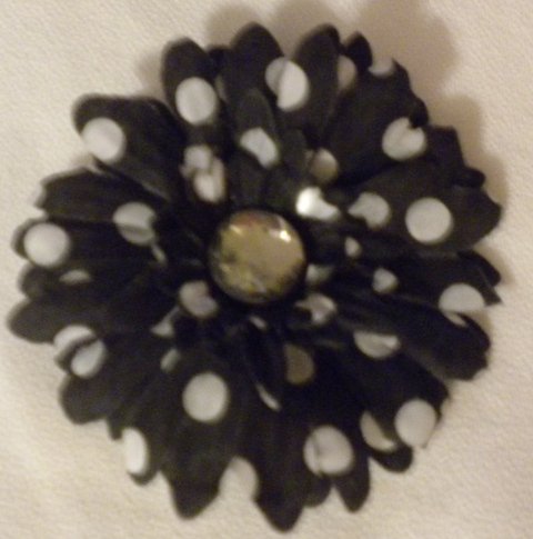 3" Black and White Polka Dot Daisy Hair Clip
