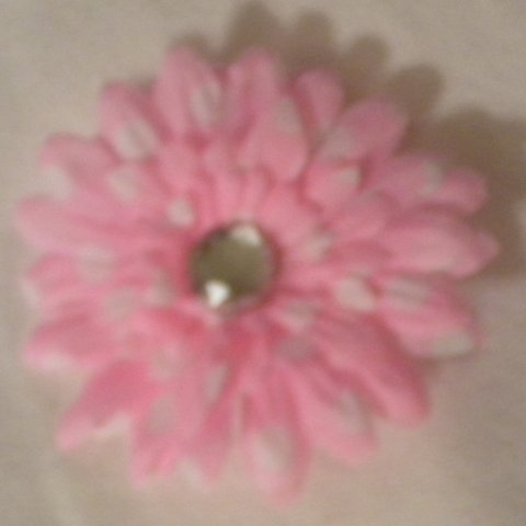 3" Pink and White Polka Dot Daisy Hair Clip