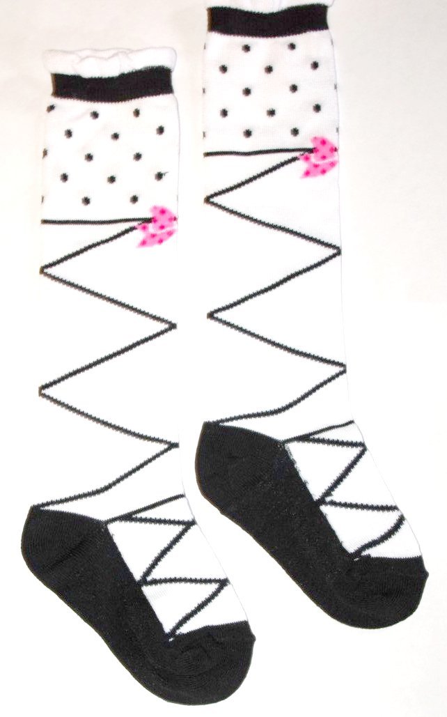 Girly Knee High Socks - White with Black Laces