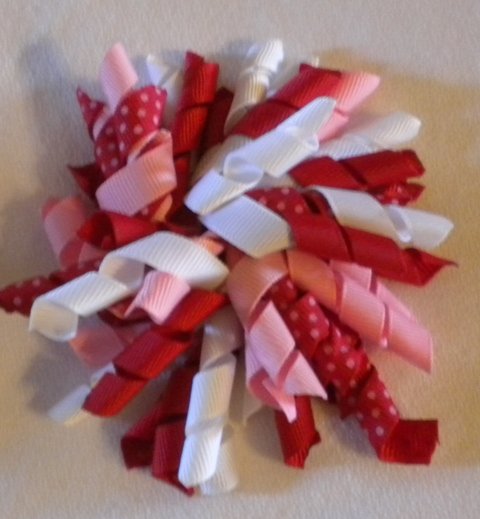 4" Fluffy Korker Clip - VALENTINE RED, WHITE & PINK