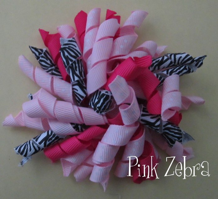 4" Fluffy Korker Clip - PINK ZEBRA