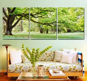 Stretched Canvas Art Landscape Green Tree Set of 3 - YAYI001