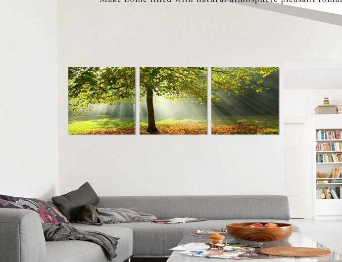 Stretched Canvas Art Landscape Green Tree Set of 3 - YAYI004