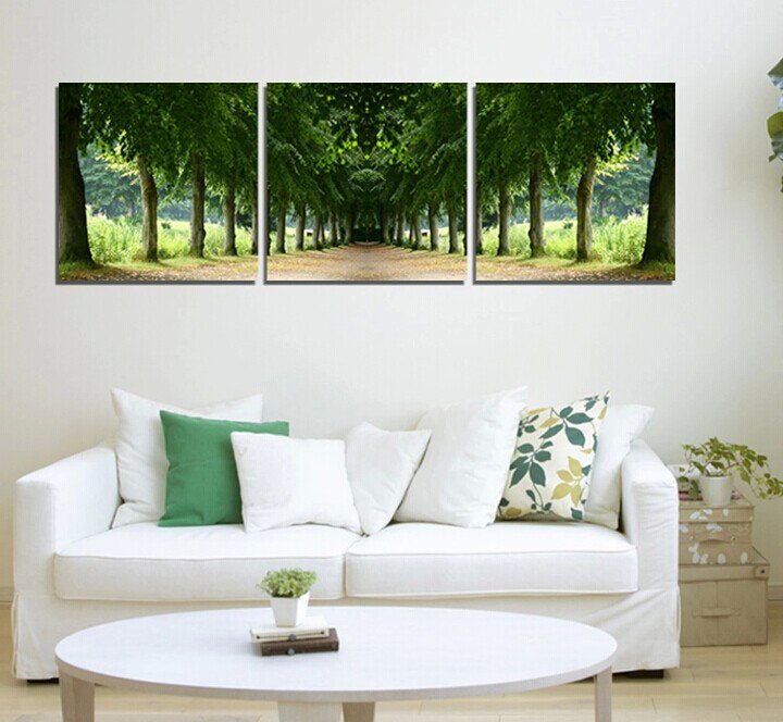 Stretched Canvas Art Landscape Green Tree Set of 3 - YAYI006