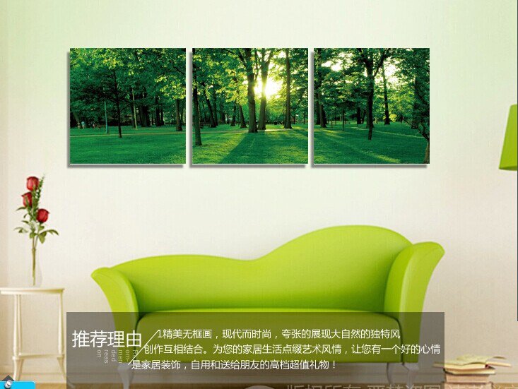 Stretched Canvas Art Landscape Green Tree Set of 3 - YAYI007