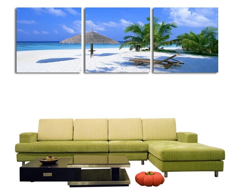 Stretched Canvas Art Landscape Coastal Beach Set of 3 - YAYI203