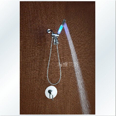 Contemporary Chrome Finish LED Wall Mount Round Shower Faucet--000334