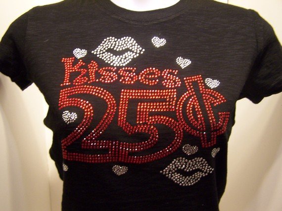 Valentine Kisses 25 cents Crystal Rhinestone Shirt