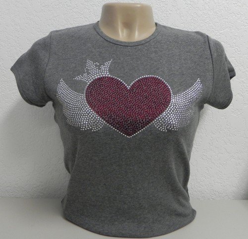 Winged Heart Crystal Rhinestone Shirt