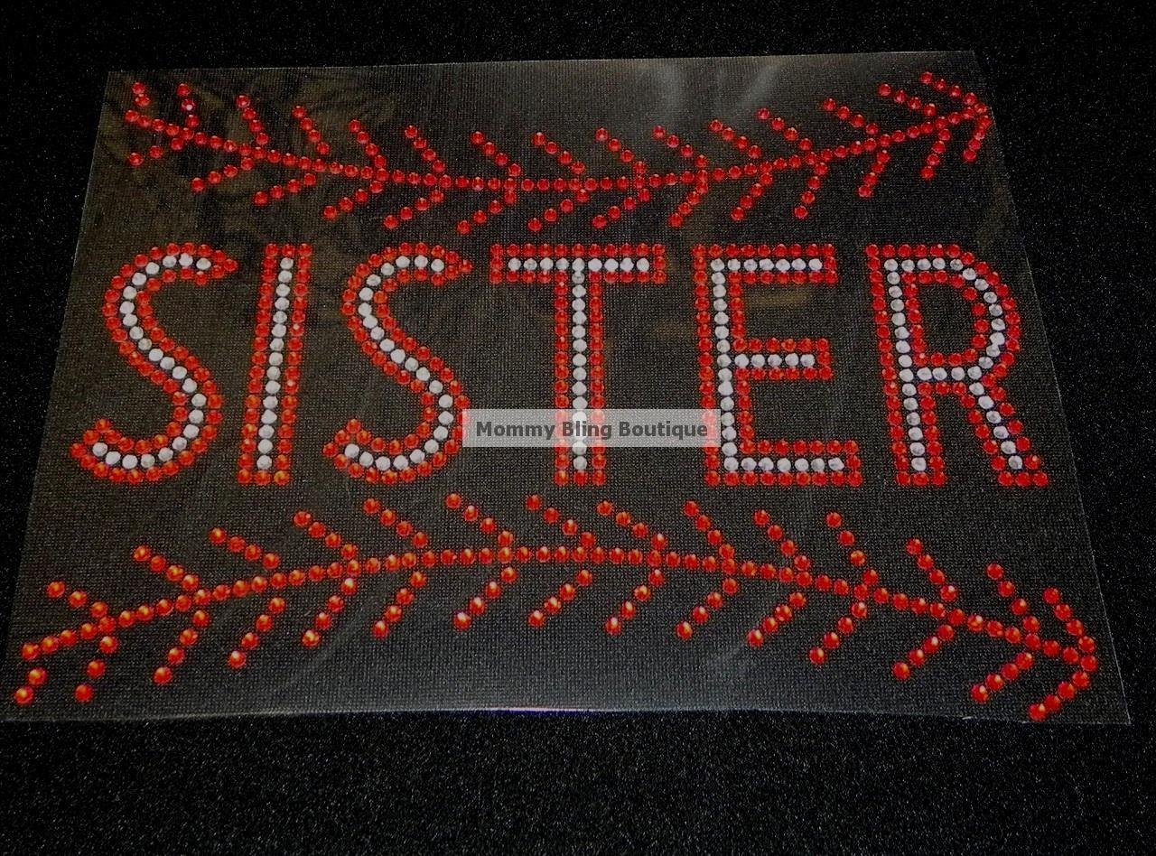 Baseball Sister with Stiching Crystal Rhinestone Shirt