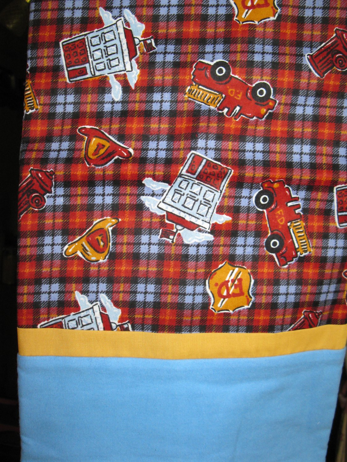 Set of 2 Fire Department Flannel Standard Pillow Cases-Handmade