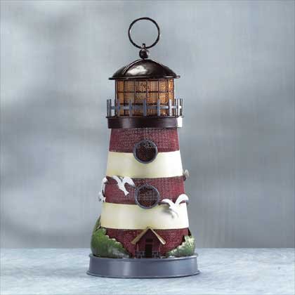 Painted Metal Lighthouse Lamp #32256