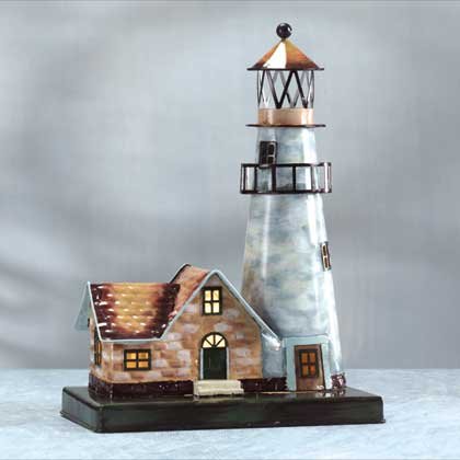 Painted Metal Lighthouse Light #33869