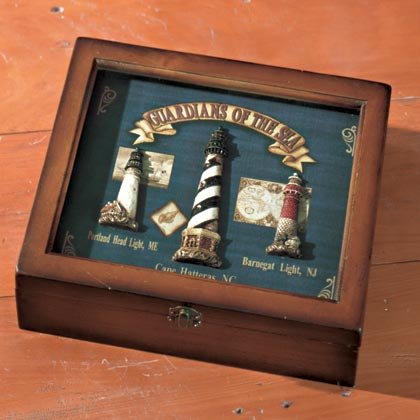 Wood Lighthouse Motif Shadowbox #35128
