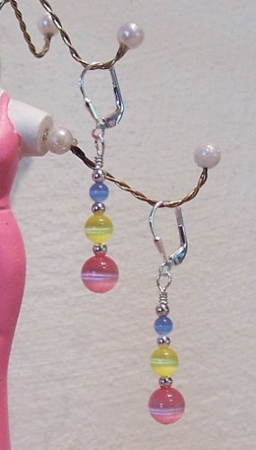 Handmade Sterling Silver Tropical Cateye Earrings Jewelry