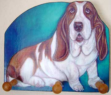 Basset Hound Dog Key Leash Holder handmade WOOD leash holders