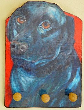 Black labrador RETRIVER Black lab dog Leash Key holder handmade wood rack holder