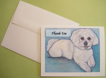 Bichon Frise portrait - Personalized Notecards