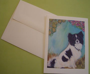 Papillon painting portrait - Personalized Notecards
