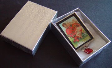 Valentine cupids Cherubs handmade nostalgia Glass Brooch Pin