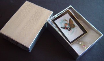 Girl on butterfly whimsical nostalgia handmade Glass Brooch Pin