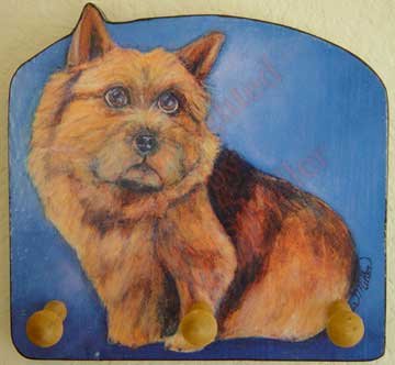 Norwich Terrier Dog Key or Leash - Rack -Holder Leash -Key Holder original dog art